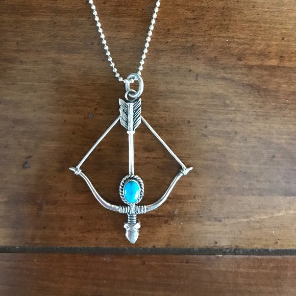 Jewelry - Handmade Silver & Turquoise Bow & Arrow pendant